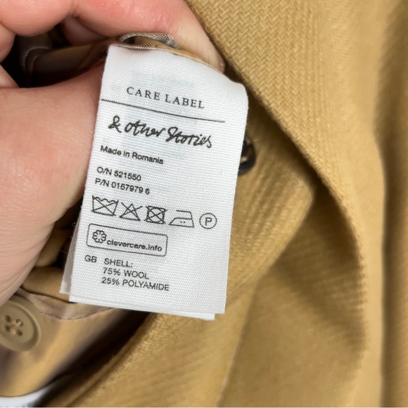 & OTHER STORIES Wool Belted Trench Coat Camel Tan - Picture 7 of 7